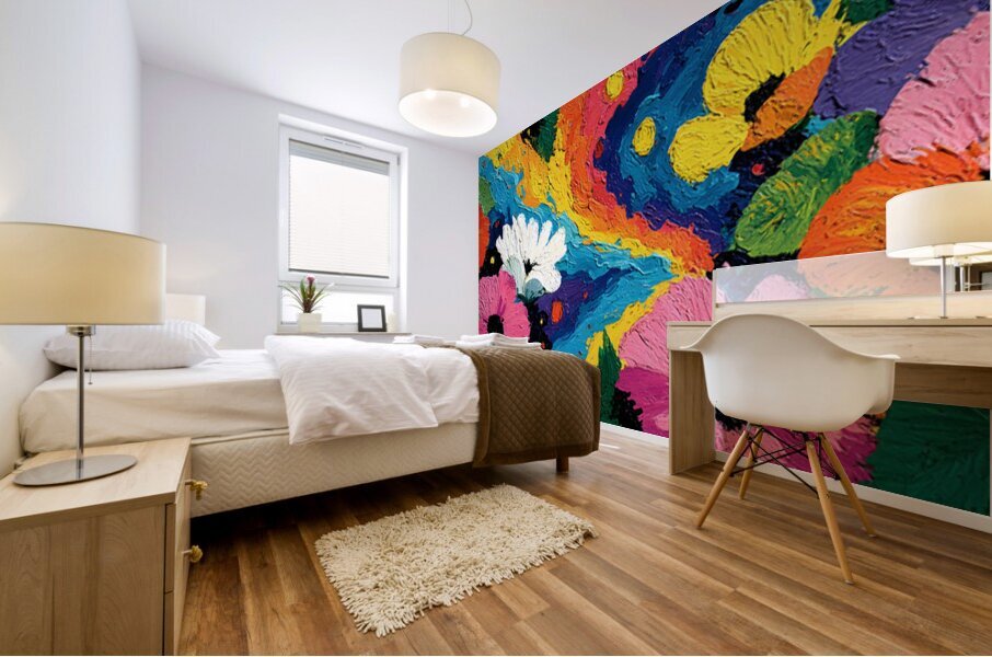 Impasto Carnival – Thick Palette Knife Floral Print Impression murale