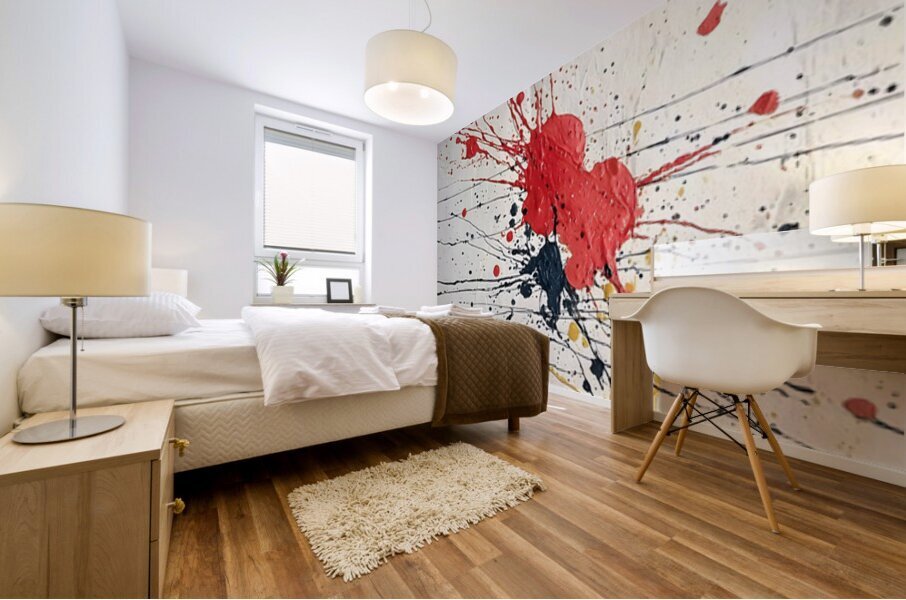 Line of Fire – Minimalist Splatter Abstract Print Mural print