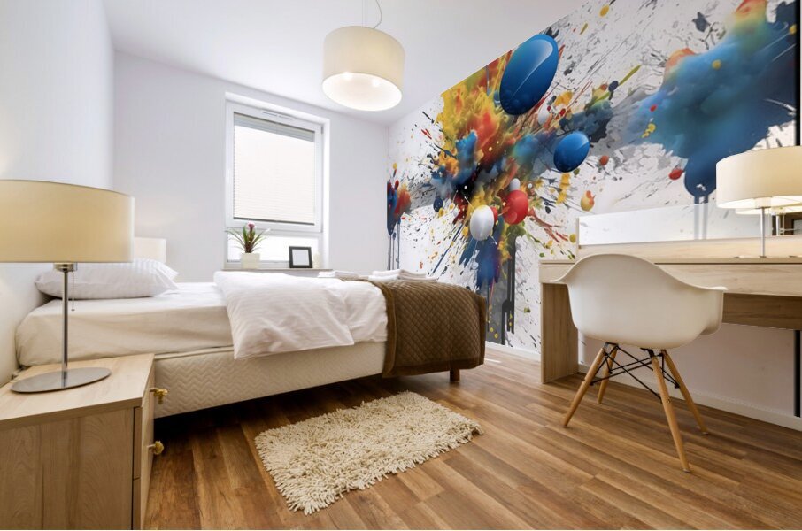 Cardinal Collision – Crossburst Abstract Print Mural print