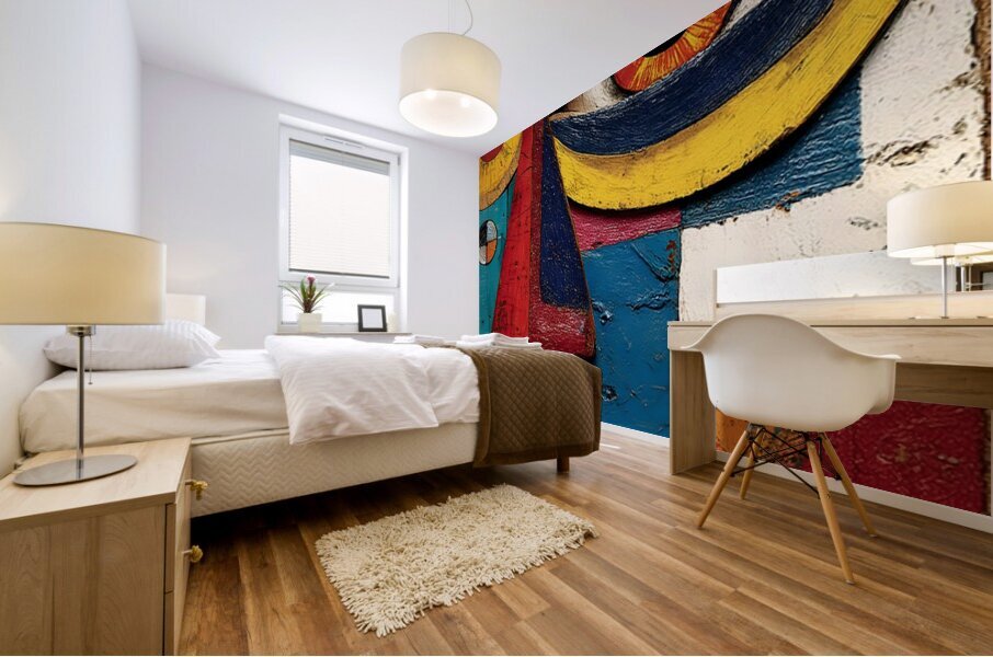 Patchwork Gaze – Modern Cubist Portrait Print Mural print