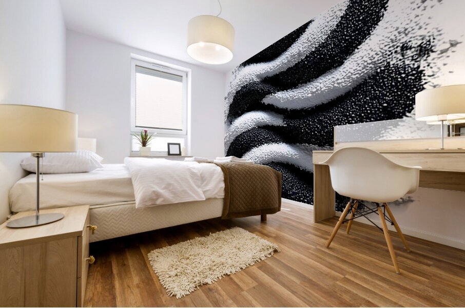 Zebra Orbit – Monochrome Ripple Sphere Print Mural print