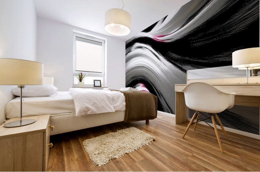 Silk Currents – Black & White Flow Print Mural print