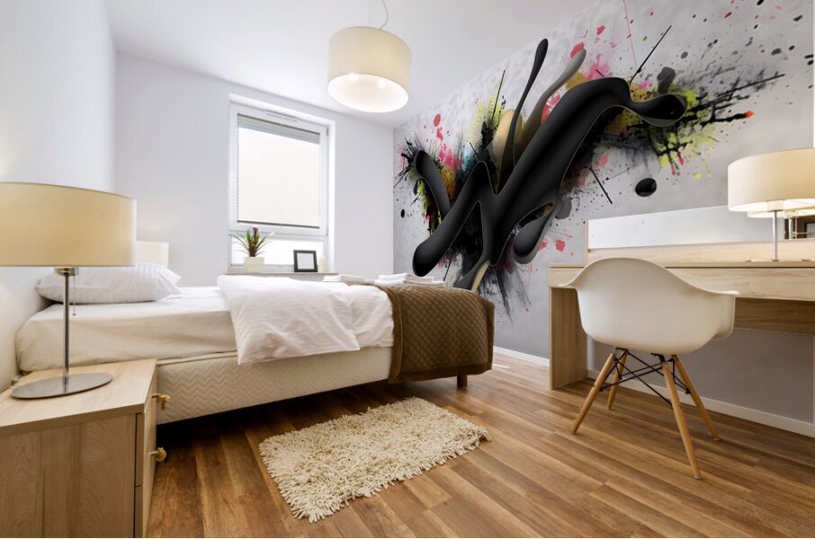 Smoke & Sparks – Minimal Ink Splash Print Mural print