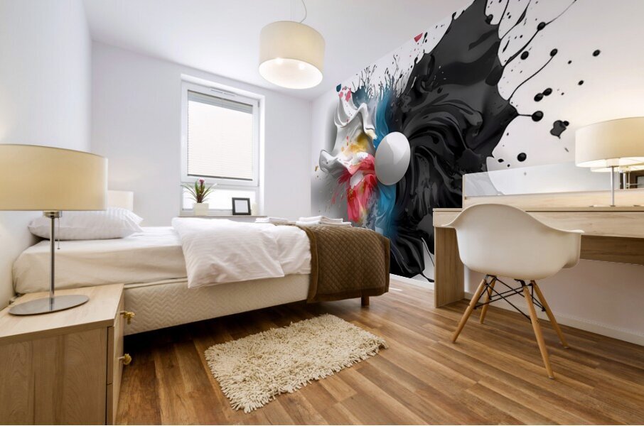 Contrast Singularity – High-Impact Paint Splash Abstract Mural print