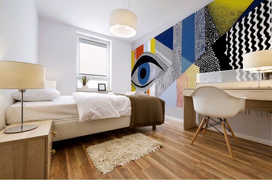 Blue-Eyed Geometry – Modern Surreal Eye Print Mural print