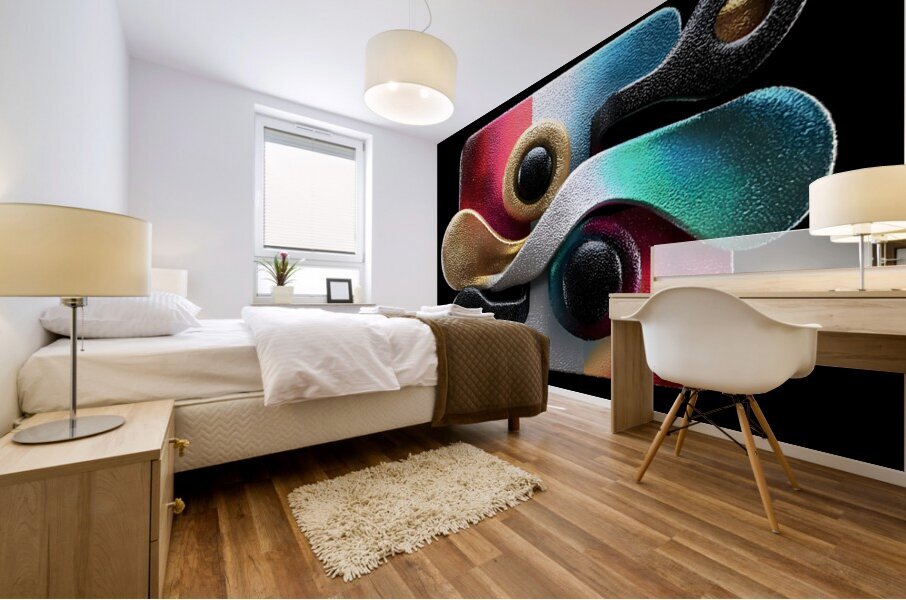 Gold & Blue Loops – Modern Abstract Wall Art Print Impression murale