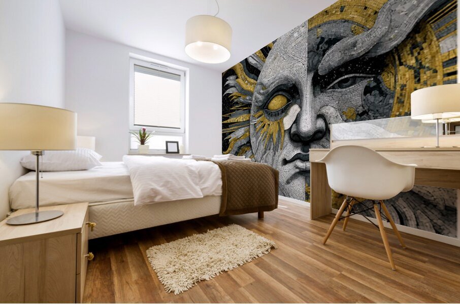 Gilded Sun  Silver Moon – Celestial Wall Art Print Mural print