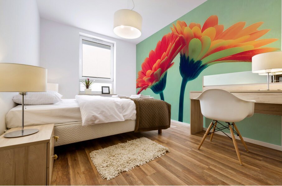 Sunlit Gerberas – Modern Botanical Art Print Impression murale