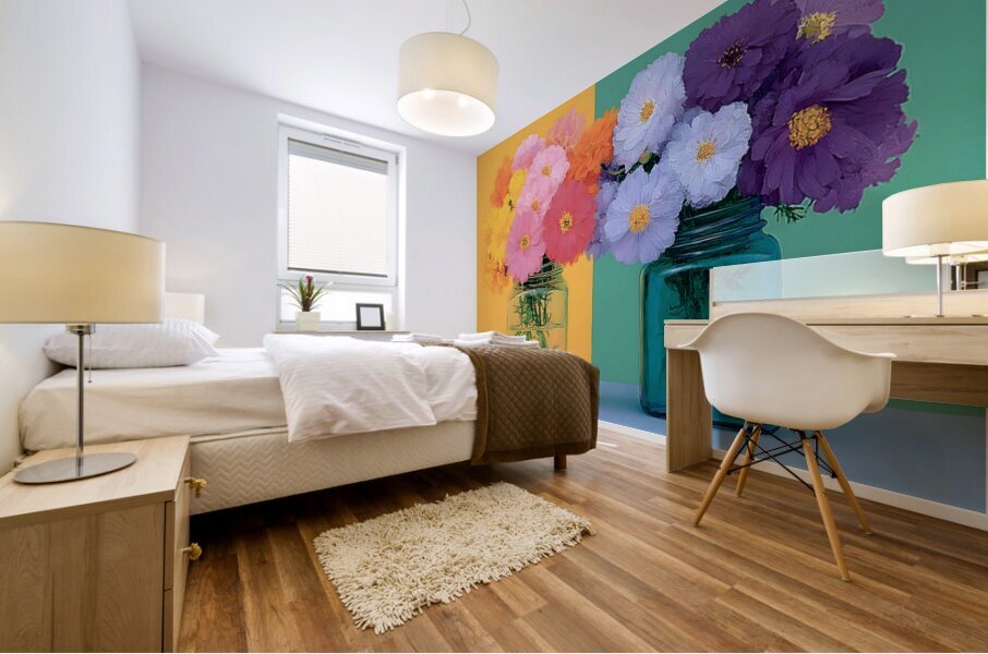 Sunny Duo – Pastel Pop Bouquet Print Mural print