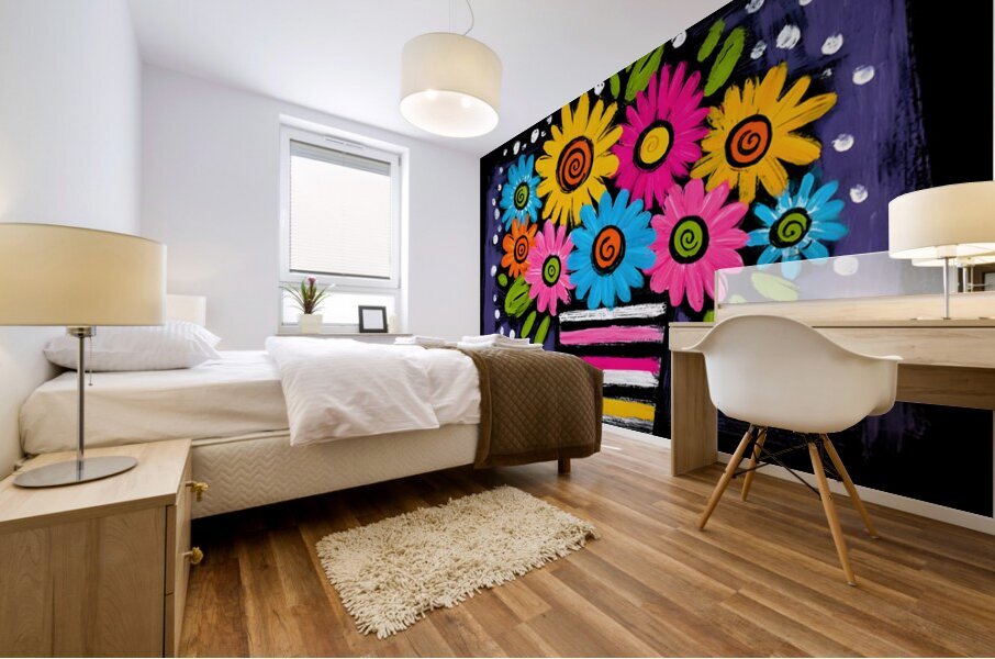 Party in a Planter – Playful Folk Pop Floral Print Mural print