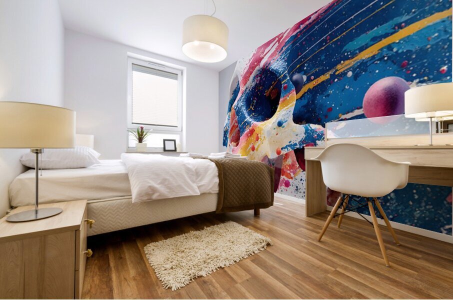Cosmic Pulse – Abstract Skull Print Mural print