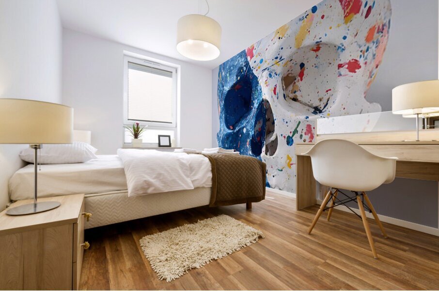 Indigo Soul – Blue and White Skull Print Mural print