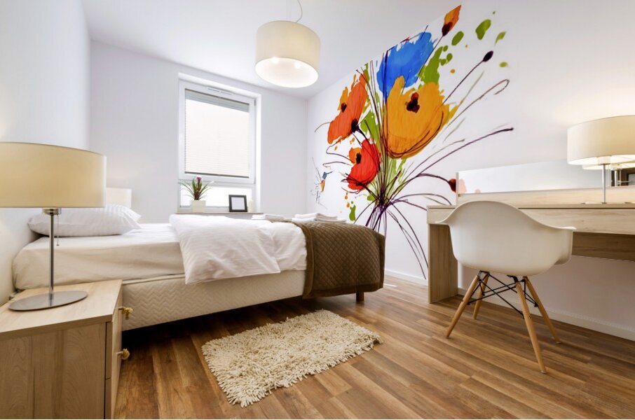 Whisper of Bloom – Contemporary Watercolor Vase Print Mural print