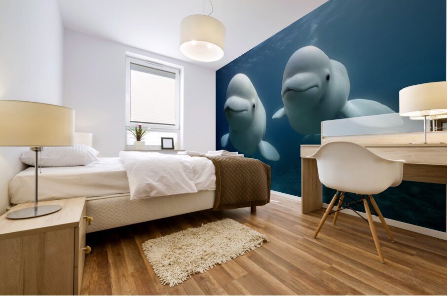 Arctic Companions – Beluga Whales Print Mural print