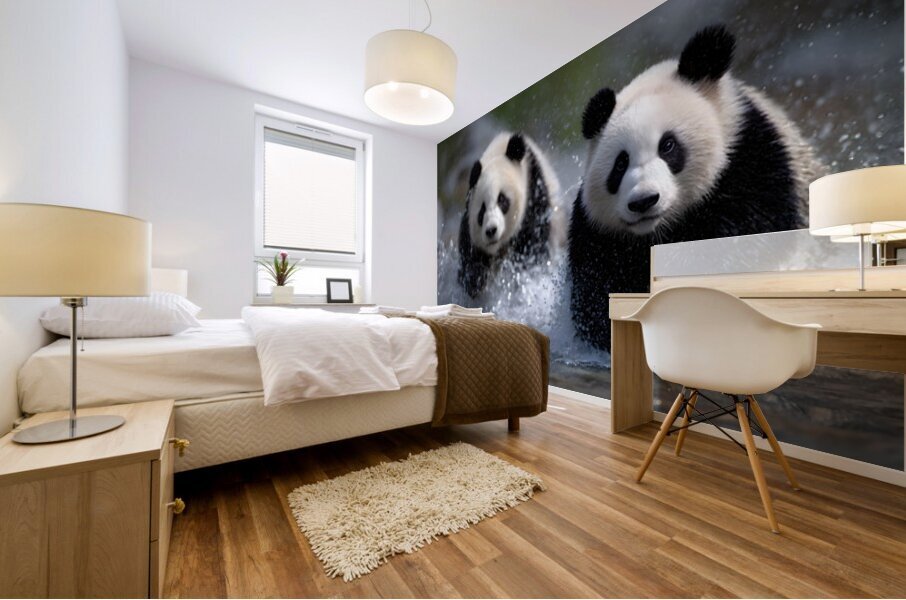 River Charge – Panda Play Print Mural print