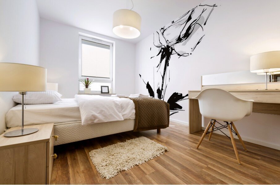 Sketch Rose – Minimalist Botanical Print Mural print