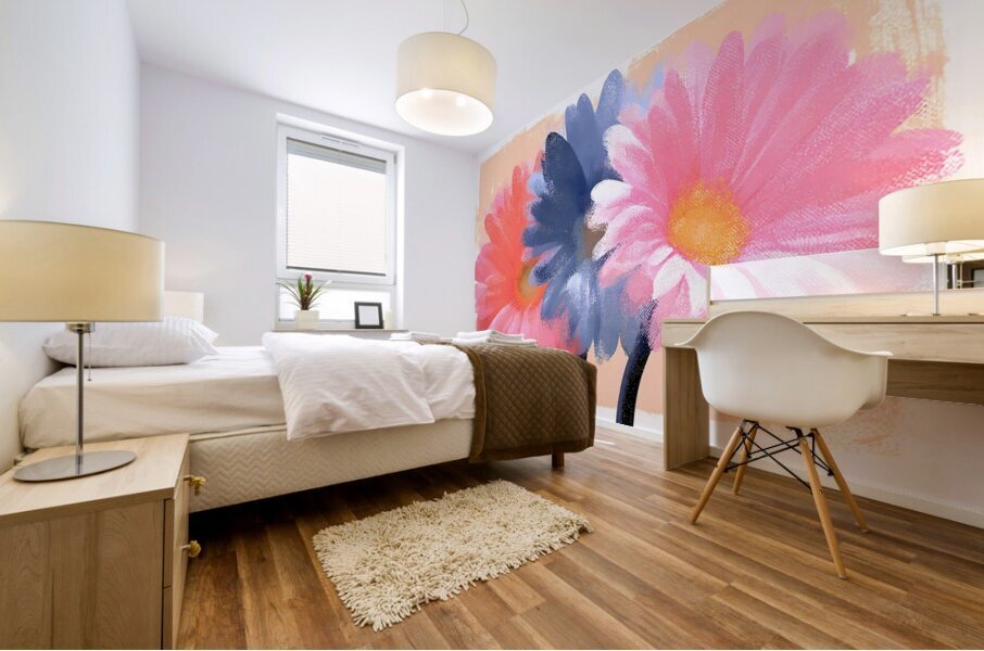 Cotton Candy Gerbera – Pink Blue Daisy Print Mural print