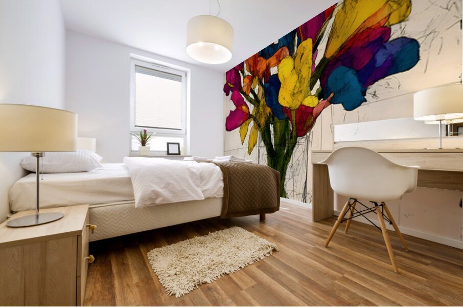 Rainbow Bouquet – Vibrant Floral Still Life Print Impression murale