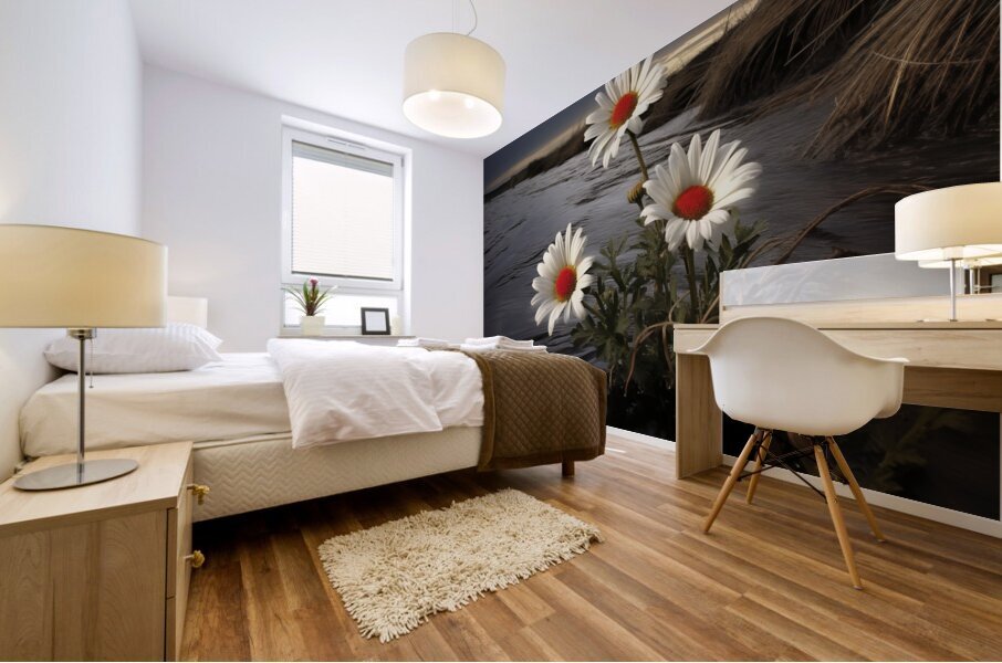 Shoreline Daisies – Coastal Botanical Art Print Mural print