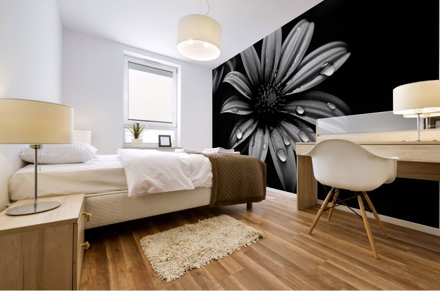 Obsidian Bloom I – Graphic Floral Print Mural print