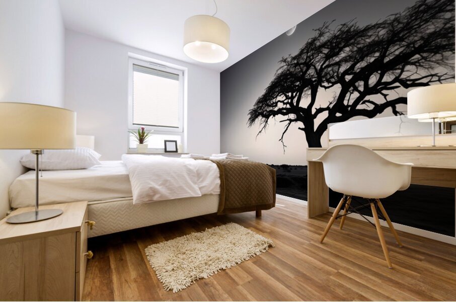 Lone Acacia – Minimalist Tree Landscape Print Mural print