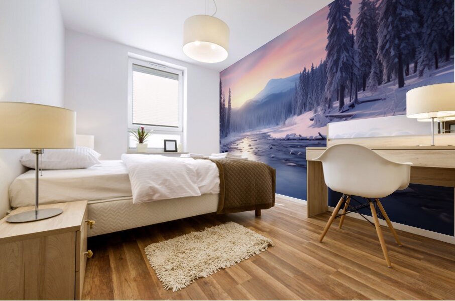 Solstice River – Winter Twilight Landscape Print Impression murale