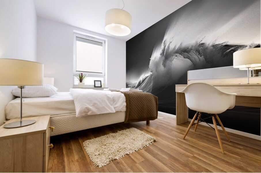 Silver Breaker – Black & White Ocean Wave Print Mural print