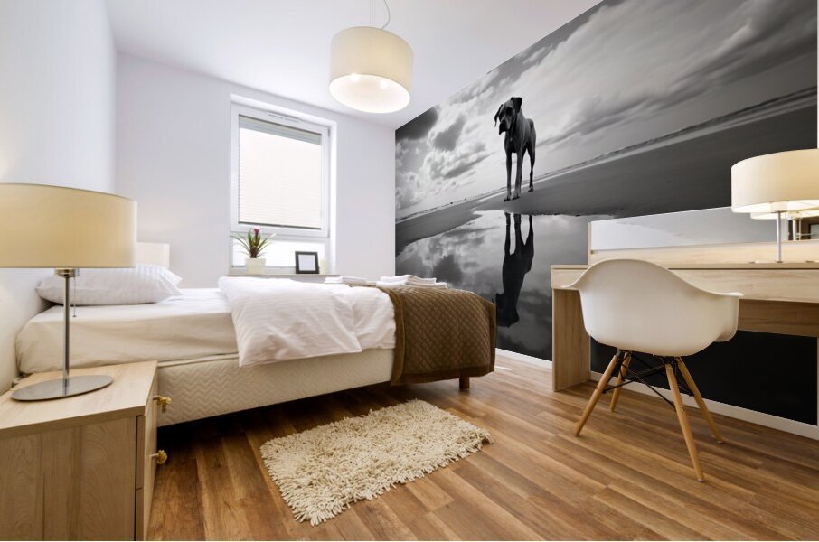 Lost in My Eyes – Monochrome Coastal Dog Photography Print Mural print