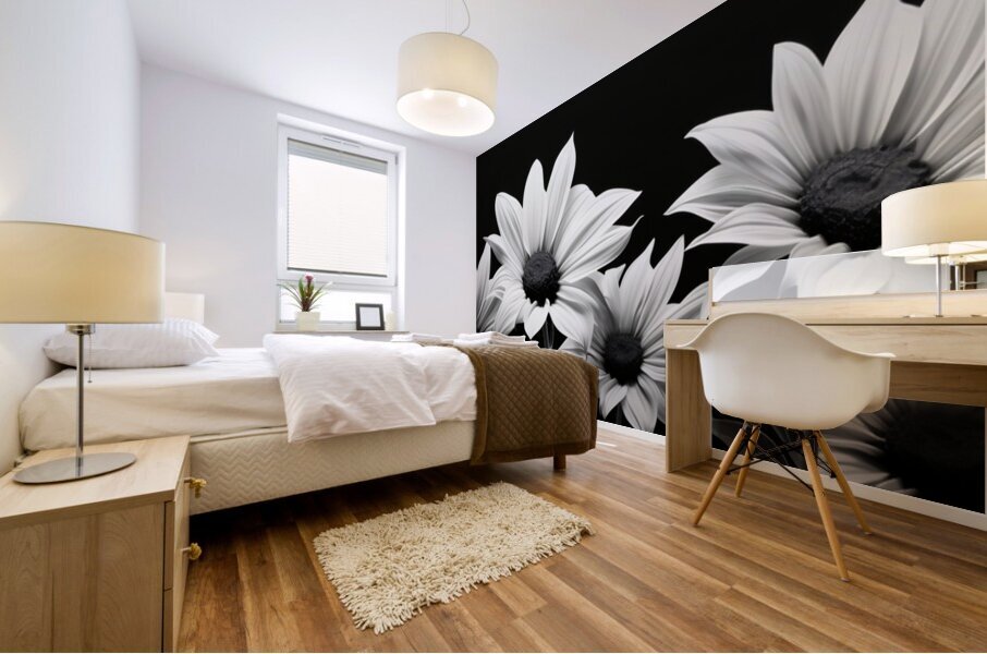 Garden Row – Sunflower Lineup Botanical Art Print Mural print