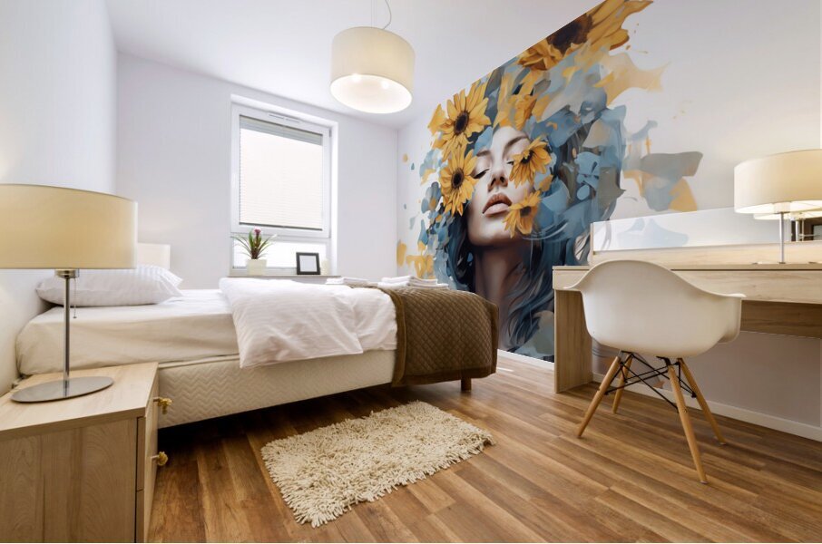 Beautiful Arrangement – Botanical Headpiece Portrait Art Print Mural print