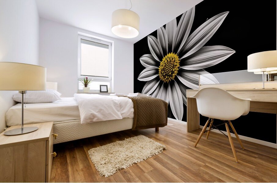 Resplendent – Luminous Daisy Monochrome Art Print Mural print
