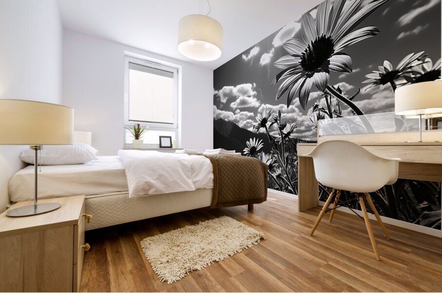 Bloomscape – Wide Field Floral Monochrome Art Print Mural print