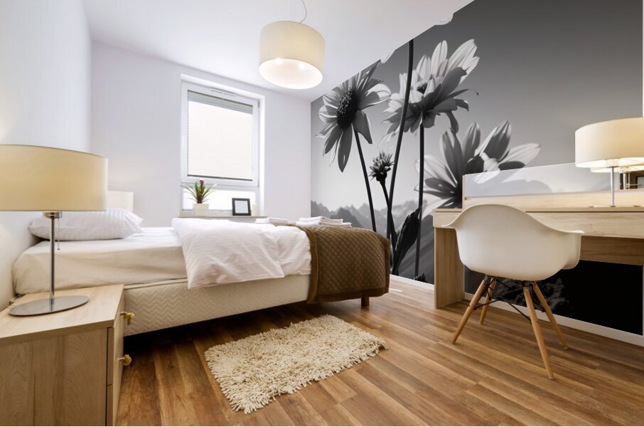 Soulful Blooms – Black & White Sunflower Art Print Impression murale