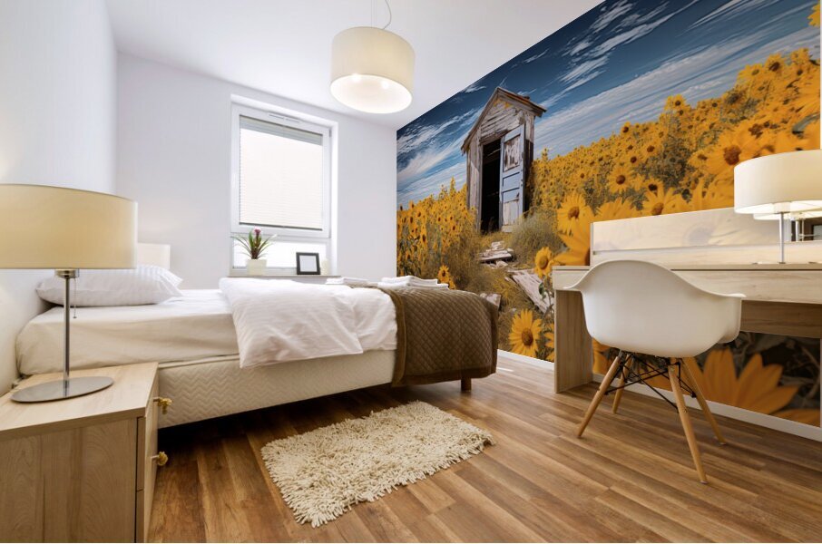 Shed - Sunflower Field Cottage Art Prints Mural print