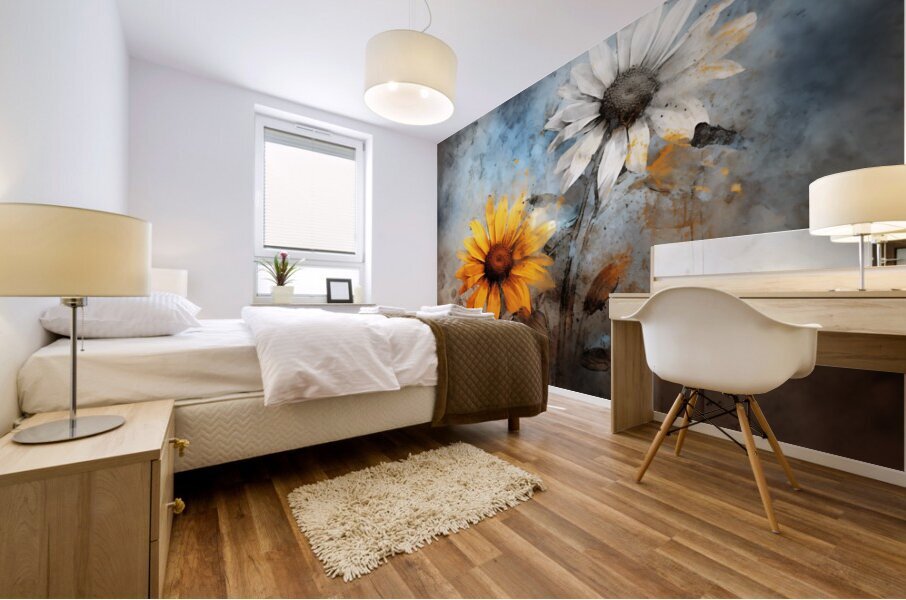 Fire And Ice - Sunflower Contrast Art Prints Impression murale