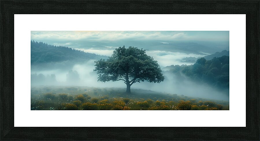 Keeper of the Valley - Misty Meadow Tree Art Prints Picture Frame print