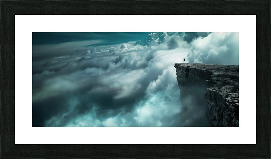 At the Edge of Heaven - Cliff Above the Clouds Art Prints Picture Frame print