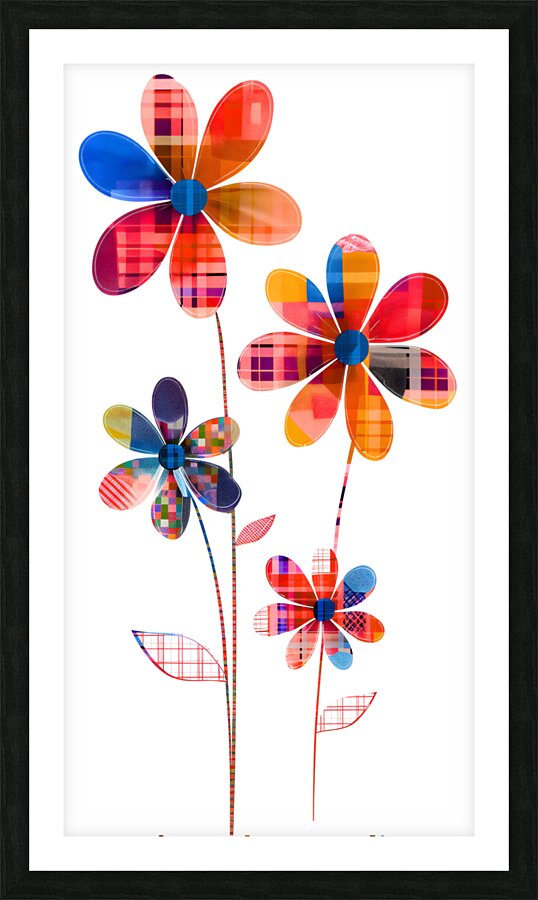 Plaid Botanica 5 - Retro Floral Art Prints Picture Frame print