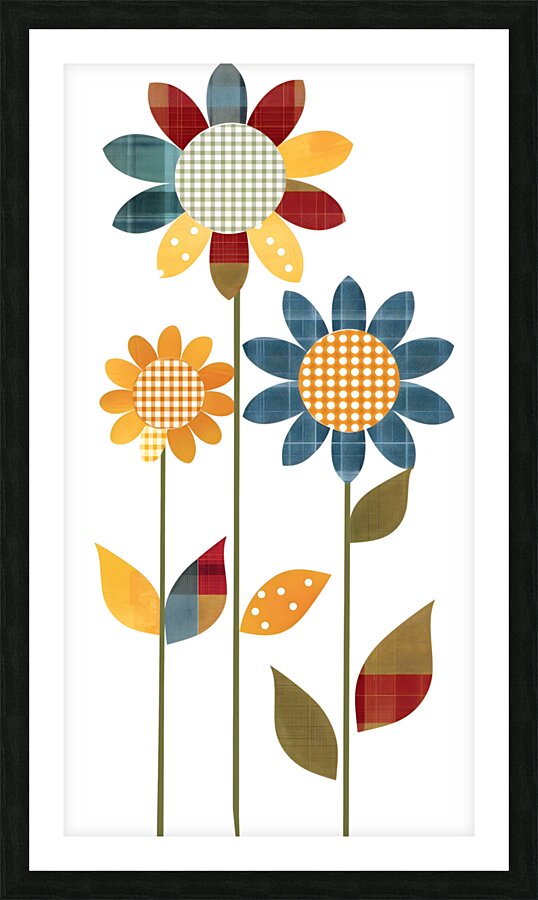 Plaid Botanica 4 - Contemporary Floral Art Prints Picture Frame print