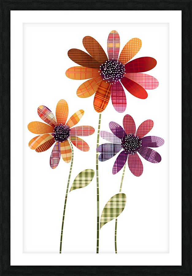 Plaid Botanica 17 - Contemporary Floral Pattern Art Prints Picture Frame print