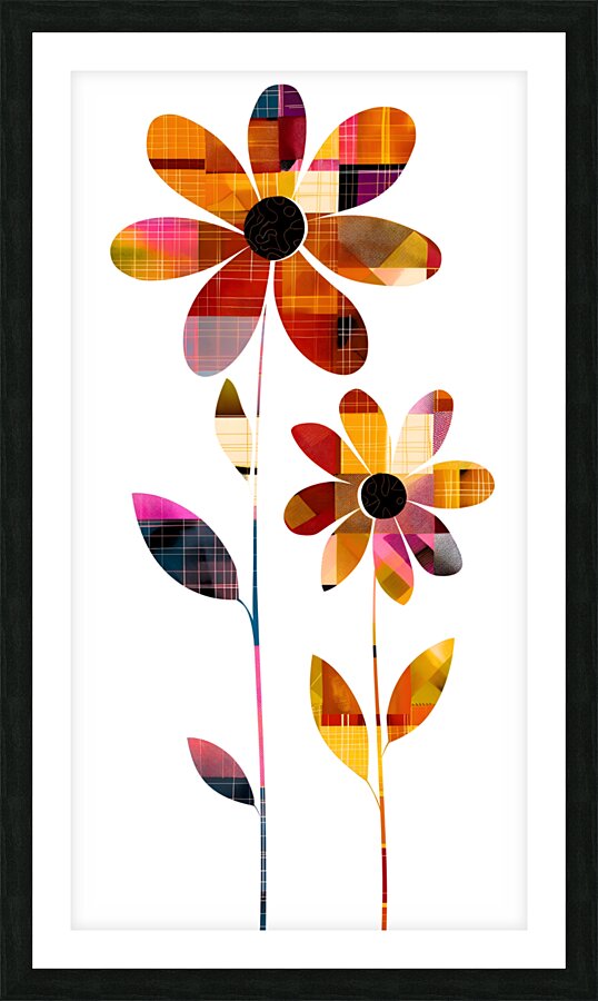 Plaid Botanica 24 - Modern Retro Floral Art Prints Picture Frame print