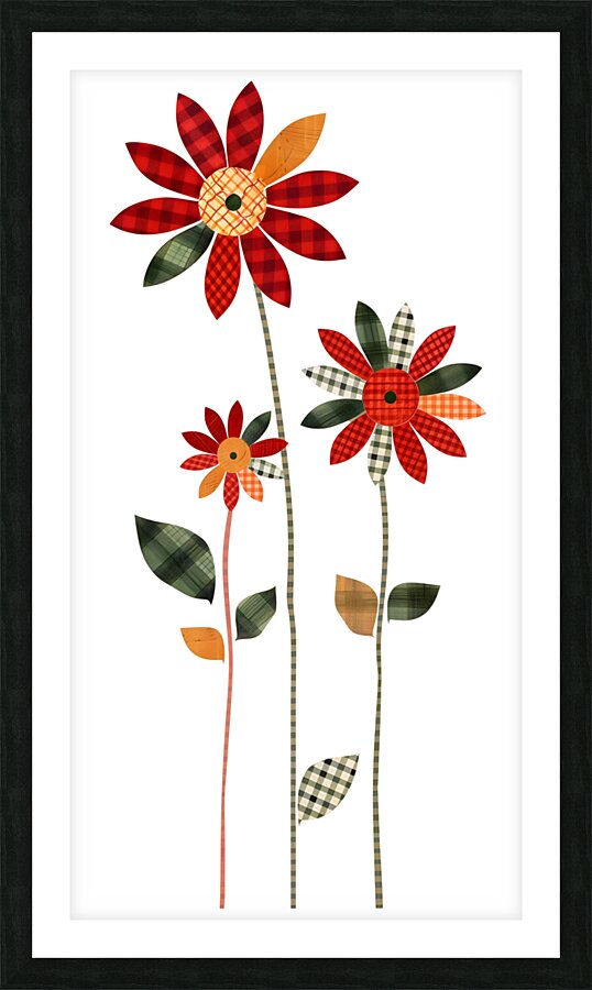 Plaid Botanica 13 - Retro Floral Art Prints Picture Frame print