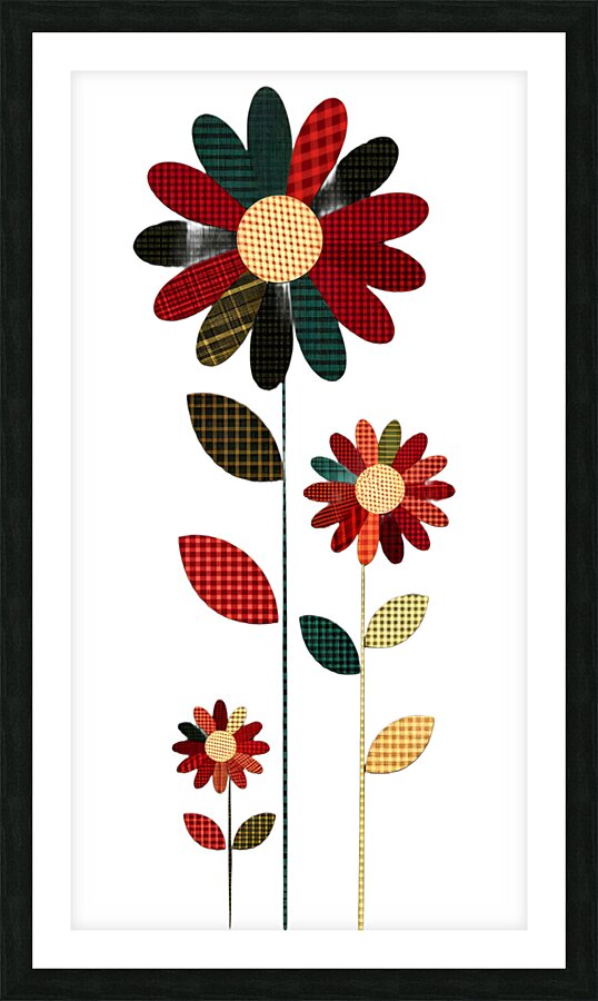 Plaid Botanica 1 - Modern Floral Art Prints Picture Frame print