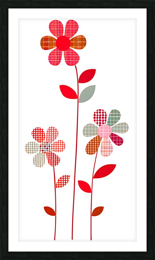 Plaid Botanica 21 - Modern Retro Floral Art Prints Picture Frame print