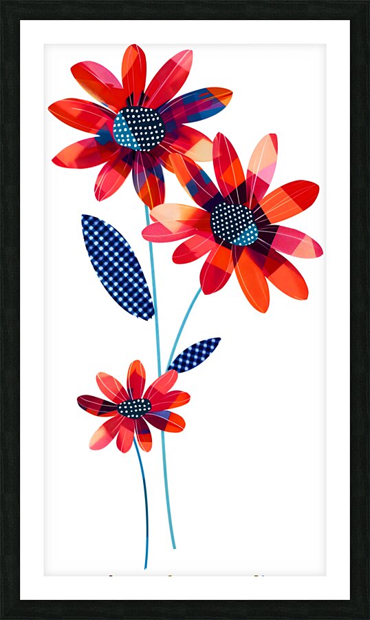 Plaid Botanica 14 - Colorful Floral Art Prints Picture Frame print