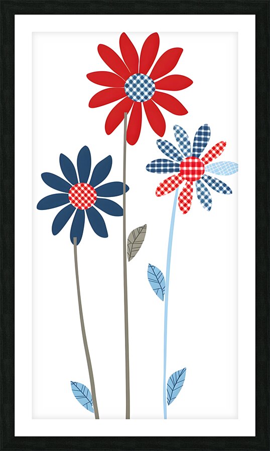 Plaid Botanica 9 - Retro Floral Art Prints Picture Frame print