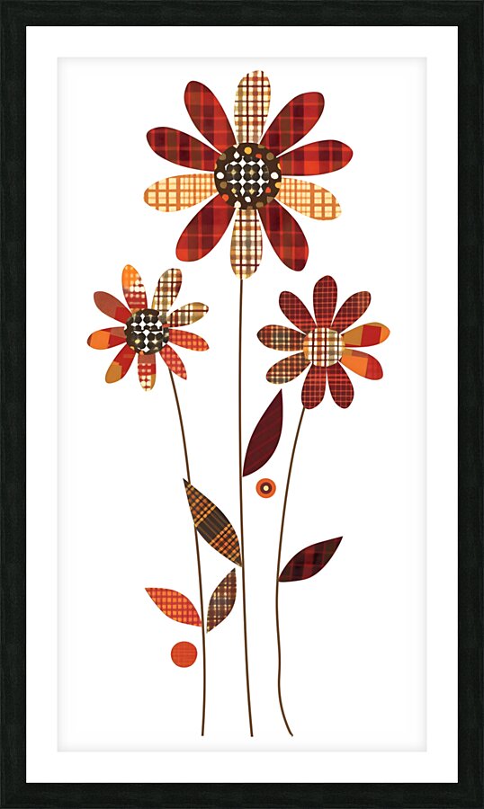 Plaid Botanica 19 - Modern Retro Floral Art Prints Picture Frame print