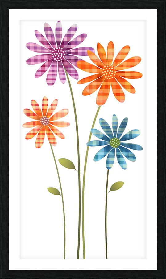 Plaid Botanica 11 - Colorful Floral Art Prints Picture Frame print