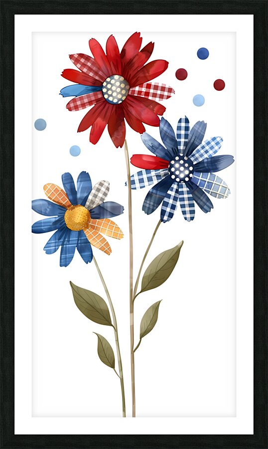 Plaid Botanica 7 - Retro Floral Art Prints Picture Frame print