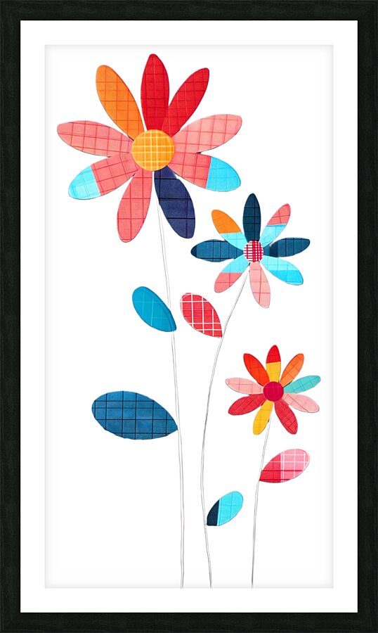 Plaid Botanica 25 - Modern Floral Art Prints Picture Frame print